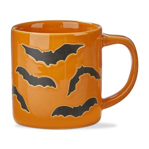 TAG Halloween Black Bats Ceramic Mug 16oz Dishwasher Safe Orange Multi Drinkware - 1 of 2