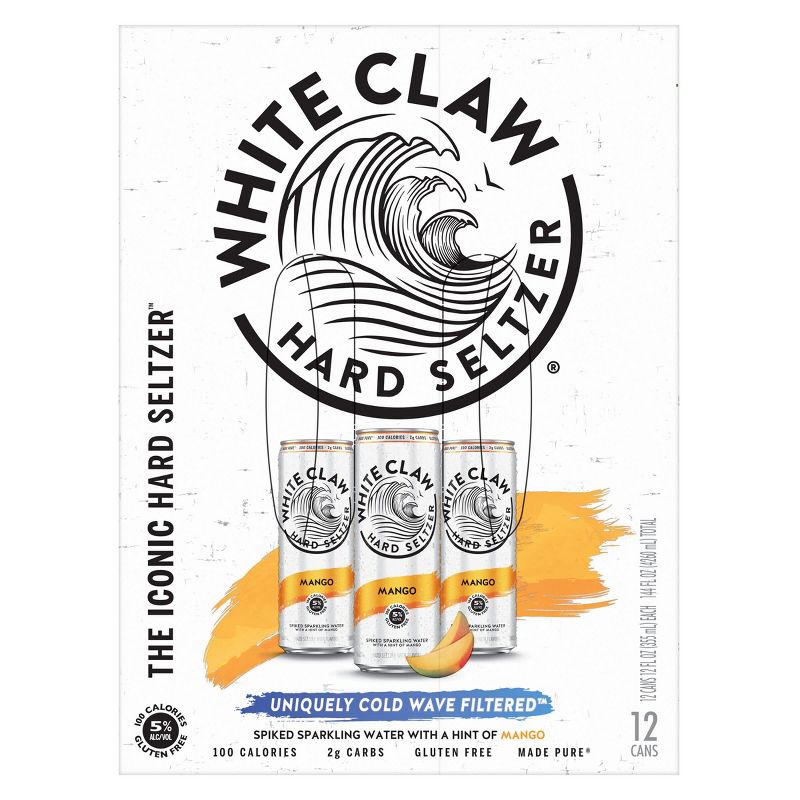 White Claw Mango Hard Seltzer - 12pk/12 fl oz Slim Cans, 6 of 9