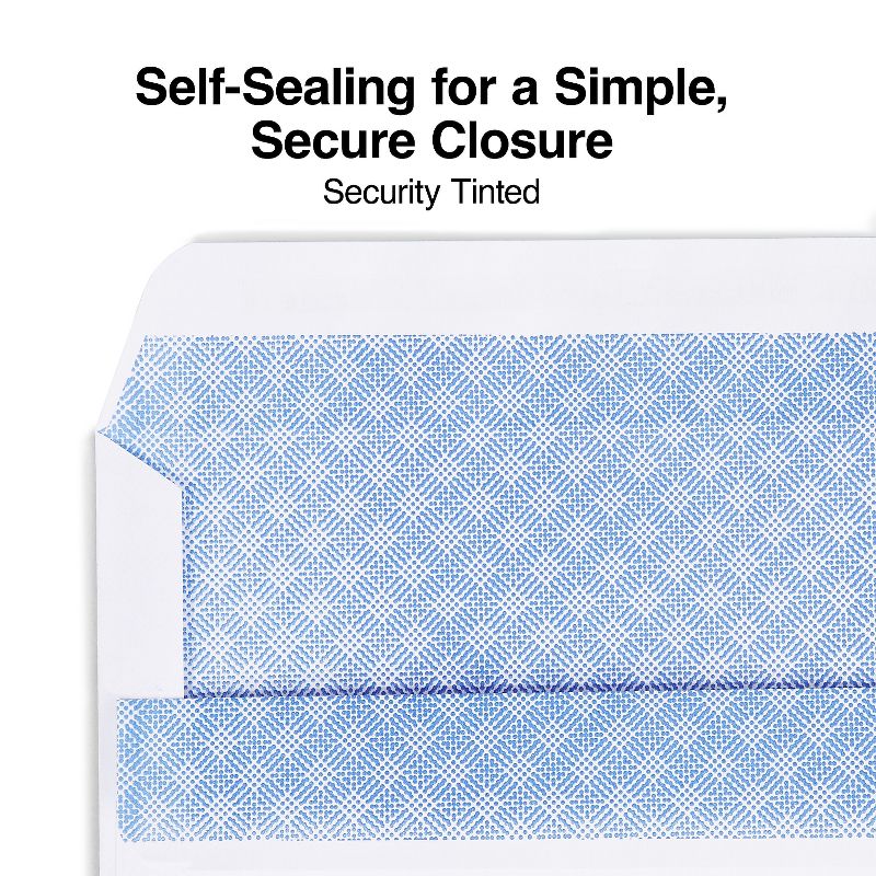 Staples Self-Sealing Security-Tint #10 Envelopes 4-1/8" x 9-1/2" Wht 500/BX 511289/99296, 2 of 5