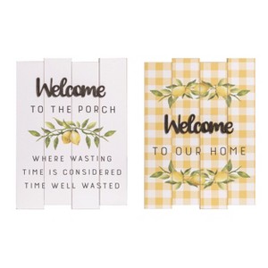 Transpac MDF Lemon Slat Decor Set of 2 Spring Home Decorations - 1 of 1
