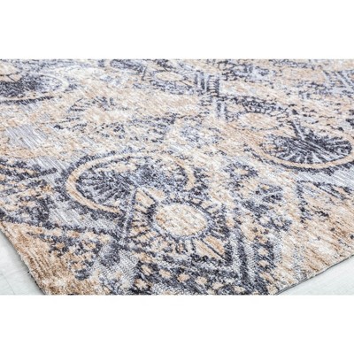 Gray and Beige Synthetic 5' x 7' Rectangular Area Rug