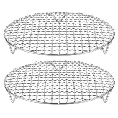 Unique Bargains Stainless Steel Round Cross Wire Barbecue Grill with Legs