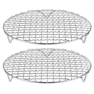 Unique Bargains Stainless Steel Round Cross Wire Barbecue Grill with Legs - 1 of 4