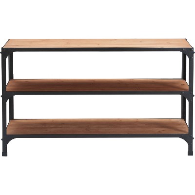 Overland Shelf Metal TV Stand for TVs up to 55" Wood/Black - Serta