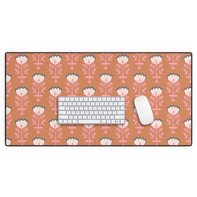Schatzi Brown Norr Flower Orange Desk Mat - Deny Designs