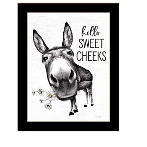 HomeRoots Hello Sweet Cheeks Donkey Black Framed Print Bathroom Wall Art - 1 of 3