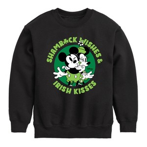 Boys' - Disney - Shamrock Wishes Irish Kisses Graphic Long Sleeve Fleece Sweatshirt - 1 of 4