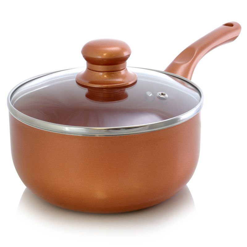 Better Chef 1.5 Qt. Copper Colored Ceramic Coated Saucepan with glass lid, 1 of 7