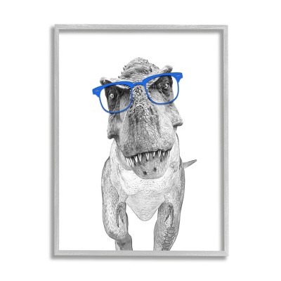 Stupell T-Rex Dinosaur Blue Glasses Framed Giclee