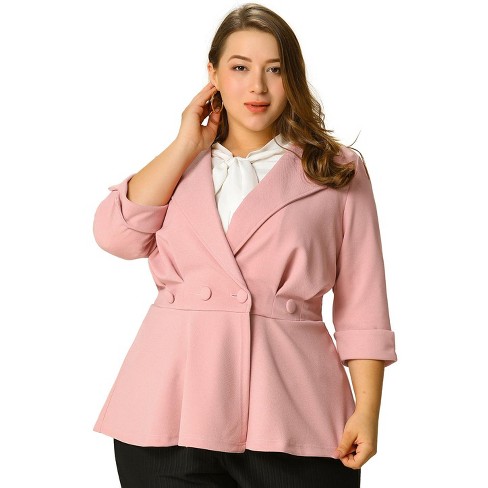 Agnes Orinda Women's Plus Size Work Fashion Notched Lapel Formal