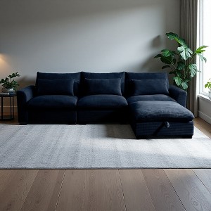 122" Corduroy Cloud L-Shaped Modular Sectional Sofa with Deep Seat & Storage Ottoman - 1 of 4