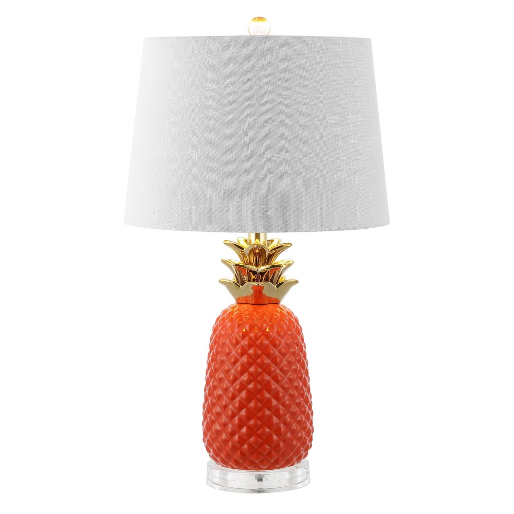 Photos - Floodlight / Street Light JONATHAN Y 23" Ceramic Pineapple Table Lamp: Gold Base, Nightstand Decor,