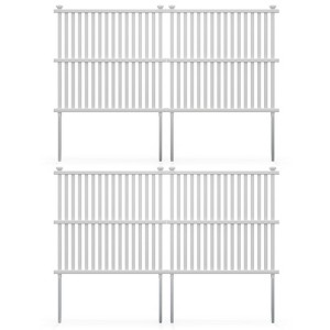 Tangkula 45" x 45" AC Fence Pack of 2/4 White Garden Fence with Metal Ground Stakes Reasonable Slat Spacing Sturdy PVC Material Vinyl Pool Equipment Enclosure Trash Can Enclosure - 1 of 4