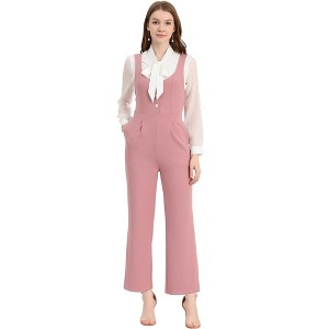 Allegra K Women's High Waist Casual Wide Leg Pants Overalls Jumpsuit - 1 of 4