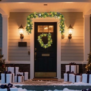 1 Pcs 9FT Christmas Norfolk Pine Garland, Realistic Cedar Garland Artificial Pine Cypress Vines, Greenery Garlands - 1 of 4