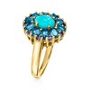 Ross-Simons Turquoise, 2.00 ct. t.w. London Blue Topaz and .10 ct. t.w. Iolite Ring in 18kt Gold Over Sterling - 3 of 4