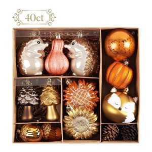 Fall Harvest Christmas Tree Ornaments Set, 40-Piece Autumn Woodland Ornaments| OrnamentallyYou - 1 of 4