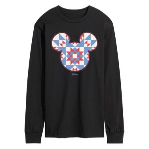 Men's - Disney - Mickey Ears Quilt Long Sleeve Graphic T-Shirt - 1 of 3