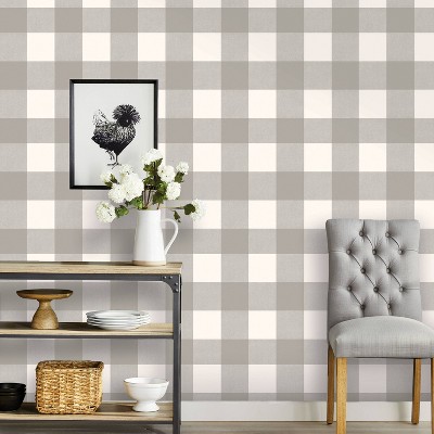 Buffalo Plaid Peel & Stick Wallpaper Gray - Threshold™ : Target