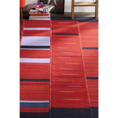 Red Handmade Wool Kilim Area Rug, 4' x 6'