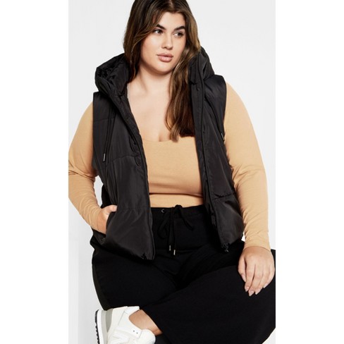 Women's Plus Size Ava Puffer Vest - black | CITY CHIC - image 1 of 4