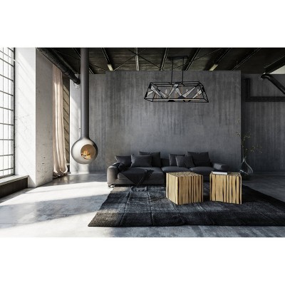 Matte Black Glass 5-Light Linear Pendant