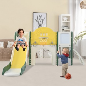 Kids Slide Playset Structure 9 in 1, Freestanding Spaceship Set with Slide and Basketball Hoop for Toddlers, Kids Climbers Playground - 1 of 4
