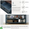 Console Table, Entryway Table with 3 Drawers & 2 Tier Open Shelf Mid-century Modern Accent Table with Solid Wood Legs - 4 of 4