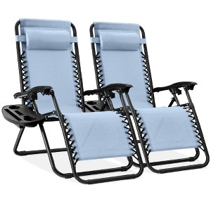 Best Choice Products Set of 2 Zero Gravity Lounge Chair Recliners for Patio, Pool w/ Cup Holder Tray - 1 of 4