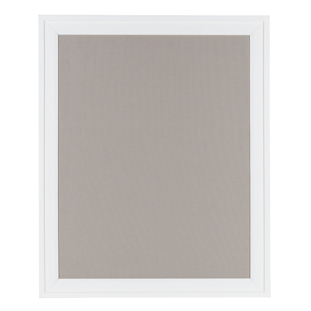 29.5" x 23.5" Bosc Framed Gray Linen Fabric Pinboard White - DesignOvation: Wall Mounted, Includes Push Pins
