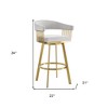 HomeRoots 26" Silver and Gold Fabric and Stainless Steel Low Back Counter Height Swivel Bar Chair - 3 of 4