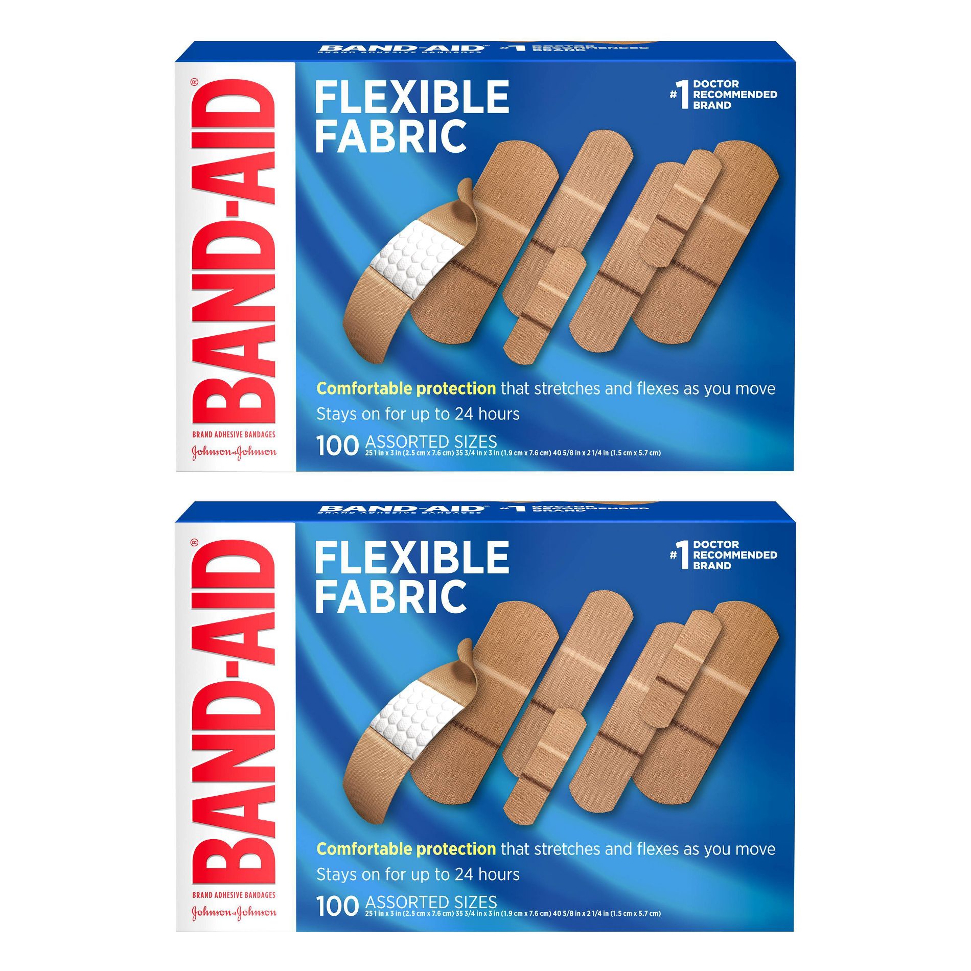 Band-Aid 2pk/100ct Each Flexible Fabric Adhesive Bandages