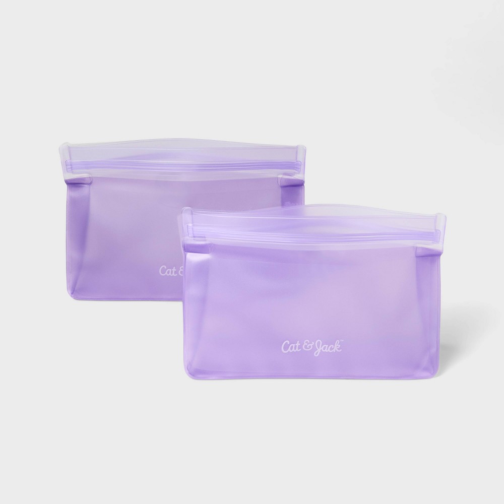 Kids' 2pc Reusable Sandwich Bag - Cat & Jack™ Glitter Purple: BPA-Free Snack Storage