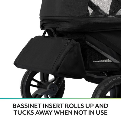 Jetsetter Black All-Terrain Stroller Wagon with Bassinet Insert