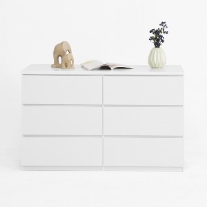 Gulches 6-Drawer Wide Storage Dresser, White Wood Storage Tower Chest of Drawers for Bedroom Living Room Entryway Hallway - 1 of 4