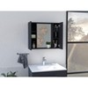 Vynxaria Double Door Medicine Cabinet in Black, Featuring a Sleek Mirror and One External Shelf for Stylish Storage and Easy Access in Your Bathroom - 2 of 4