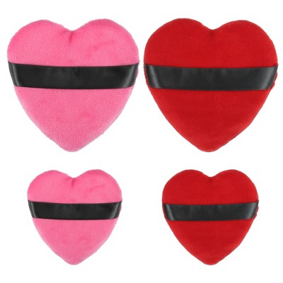 Unique Bargains Soft Heart Shape Puff Loose Powder Blender Beauty Makeup Tool Short Plush 4 Pcs