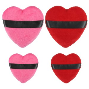 Unique Bargains Soft Heart Shape Puff Loose Powder Blender Beauty Makeup Tool Short Plush 4 Pcs - 1 of 4
