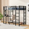 Racxily Loft Bed with Desk, Metal Loft Bed Twin Size, Loft Bed Frame with Desk and Storage Compatible with Boys Girls Teens, Black Bedroom Bed Frame - 2 of 4