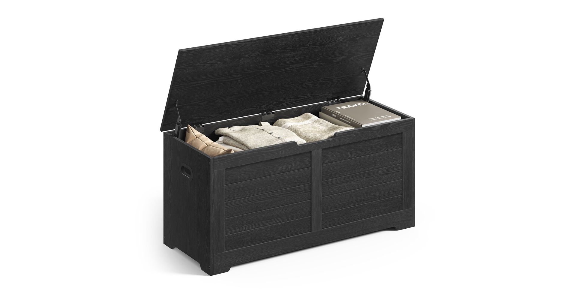 Farmhouse Storage Bench with Safety Hinges, 39.4 Inch Storage Chest for Entryway Living Room