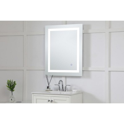 Silver Rectangular LED Vanity Bathroom Mirror with Smart Touch and Defogger