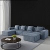Velvet Modular Convertible Sofa with 2 Ottomans, Cloud Sectional Sofa Set, Free Configuration Sectional Couch for Living Room-The Pop Home - 3 of 4
