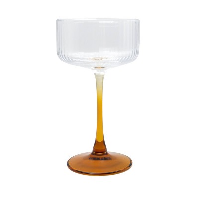 8.2 fl oz Ribbed Coupe Glasses Amber - Bullseye's Playground™