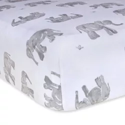 Burt's Bees Baby® Organic Jersey Fitted Crib Sheet - Wandering Elephants