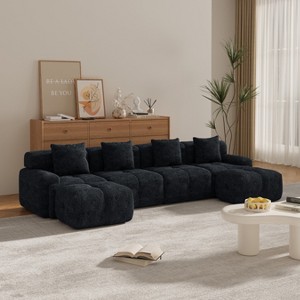 KWPZQEB Modern Sectional Couches, Oversized Modular Sectional Sofa with Movable Ottoman & Pillows, Cloud Tufted Sofa Couch for Living Room - 1 of 4