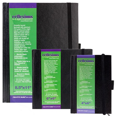 Creative Mark Reflexions Hardbound Sketch Book Triple Pack 4X6" + 6X6" + 8.5X11", Off-White