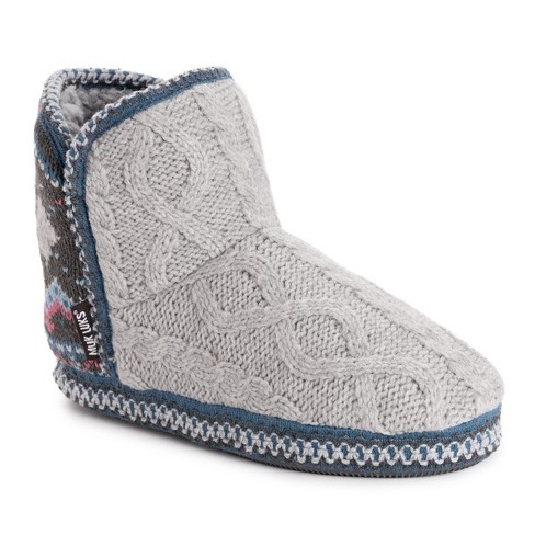 MUK LUKS Women's Leigh Slippers - Grey/Blue, L (9-10)