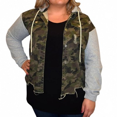 Women's Distressed Snap Button-down Jacket - Oddi