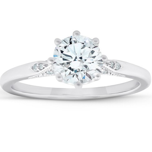 Pompeii3 1 05 Ct Diamond Engagement Ring Vintage Accent 14k White