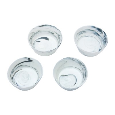 Gray and White Ceramic Swirl Design Bowl Set of 4